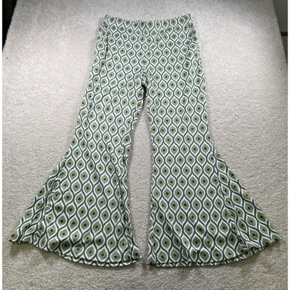 Jade‎ By Jane Womens Size 34 (L) Green Peacock Pockets Wide Bell Bottom Pants - Picture 1 of 9